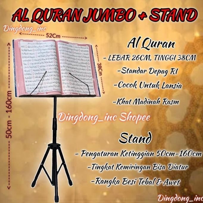 Stand + Al Quran Jumbo Paket Dudukan + Alquran Lansia