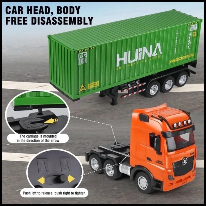 TERBARU HUINA 1317 RC CONTAINER TRAILER 9CH 2.4GHZ 1:18 MAINAN TRUK ALAT BERAT 