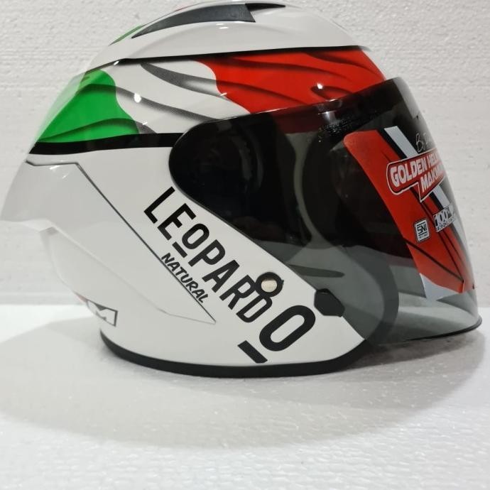 HELM GHM FORCE MOTIF LEOPARD, HALF FACE DEWASA,SNI,BAHAN ABS ORIGINAL