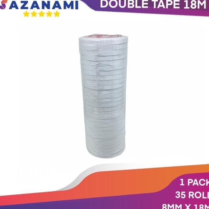 

DOUBLE TAPE 8MM x 18 METER DOUBLETAPE KERTAS PUTIH SAZANAMI ISI 35ROLL