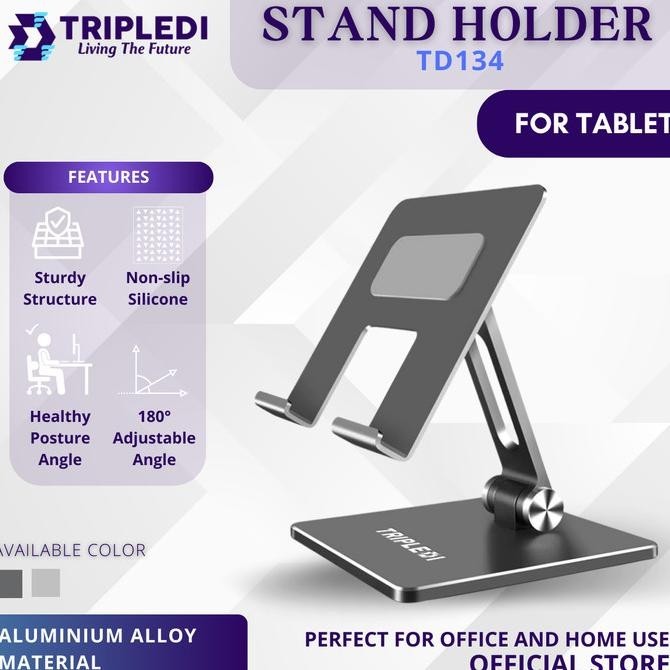 Tripledi Holder Stand Aluminium Desktop Pos Meja Kasir Hp Tablet Ipad