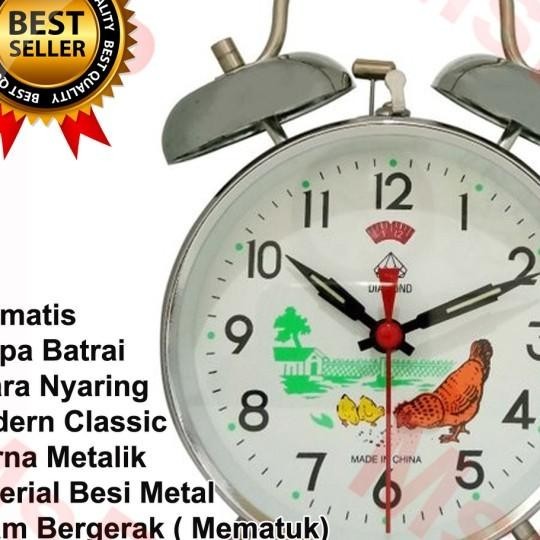Jam Weker/Beker Otomatis Ayam Tanpa Baterai Suara Kring Nyaring