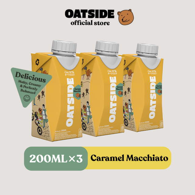 

OATSIDE Oat Milk Caramel Macchiato Caps (Kemasan Tutup Botol) 200ml x 3 pcs