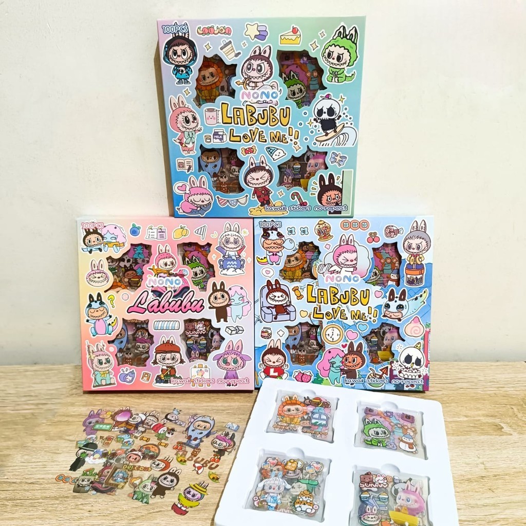 

STICKER LABUBU 100 LEMBAR WATERPROOF | STIKER BOX TAHAN AIR