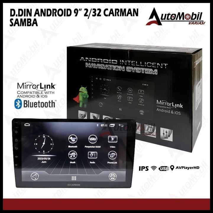 TERBARU DOUBLE DIN ANDROID  CARMAN SAMBA RAM 2/32 TV MOBIL ANDROID 