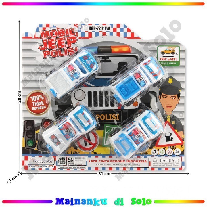 [Mainanku] Mainanku Mobil Jeep Polisi 4 Pcs Free Wheel (Tanpa Mesin) Mobil Jeep Polisi Mainan Anak