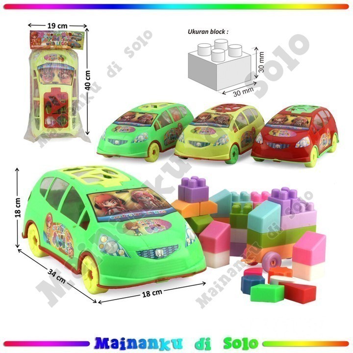 [Mainanku] Mainan Anak Block 30x30 mm Kemasan Bentuk Mobil Jazz/avanza/Crv/ Play and Learn
