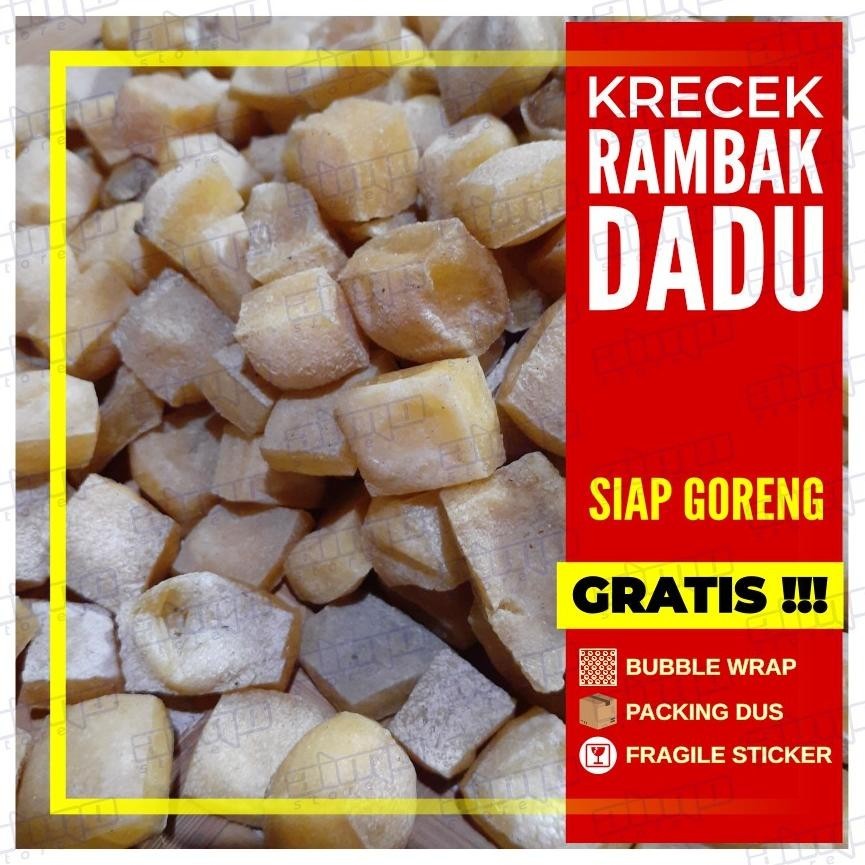 

ad-56 Kerupuk Rambak Kulit Sapi Krecek Dadu Dorokdok Mentah Krupuk Kerecek Asli Mojokerto Halal 200gr Premium