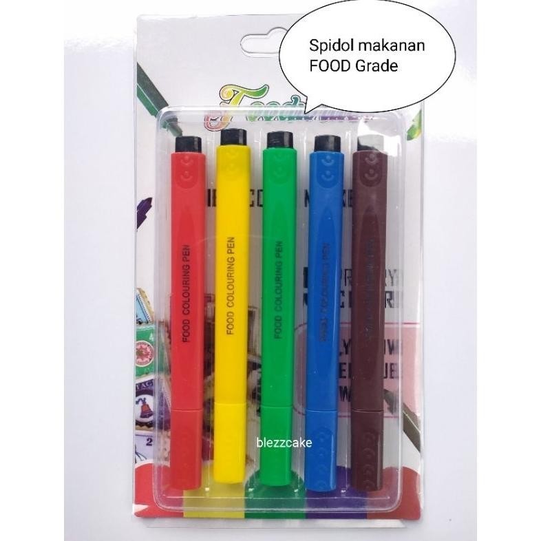 

BYP-27 Edible pen isi 5 warna dekorasi makanan aman food grade Viral