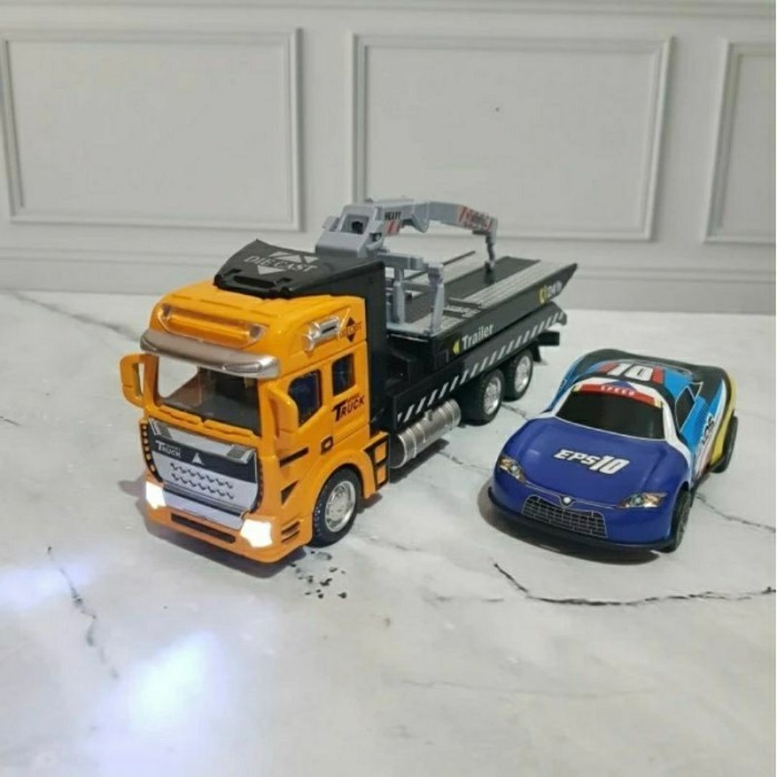 Fhare Kin Mainan Set Diecast Truk Towing Mobil Sedan