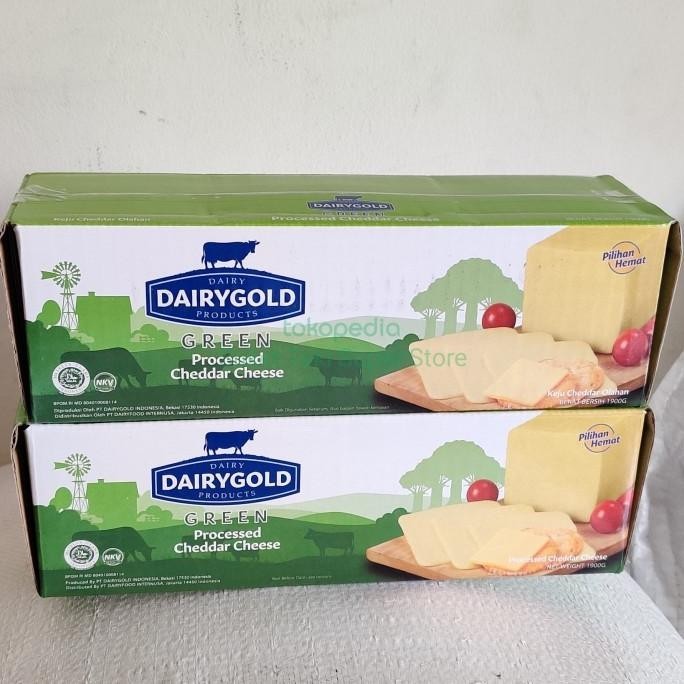 

Dairygold Green Cheddar Cheese Keju Balok 2kg MURMER