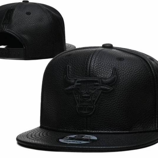 Topi Chicago Bulls Hitam Bla Full Leather Snapba Braded