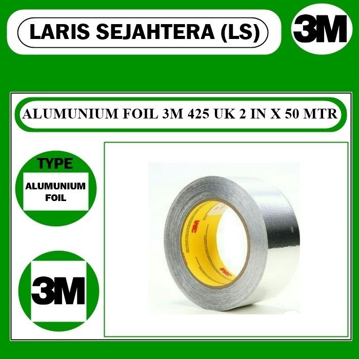 

3M Aluminum Foil Tape 425 Uk 2 In 50 Mtr Berkualitas