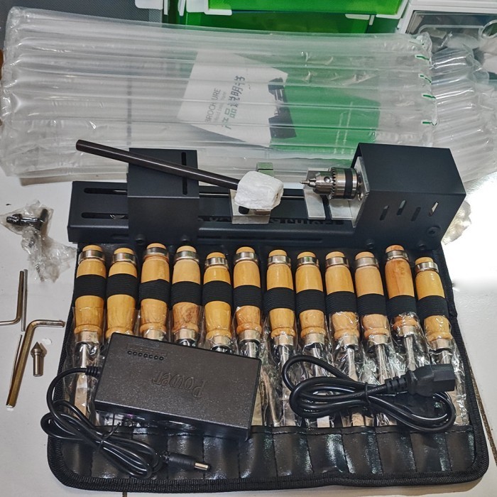 Mesin Bubut Kayu Desktop Set Adaptor Switching Paket Alat Pahat 12 Pcs