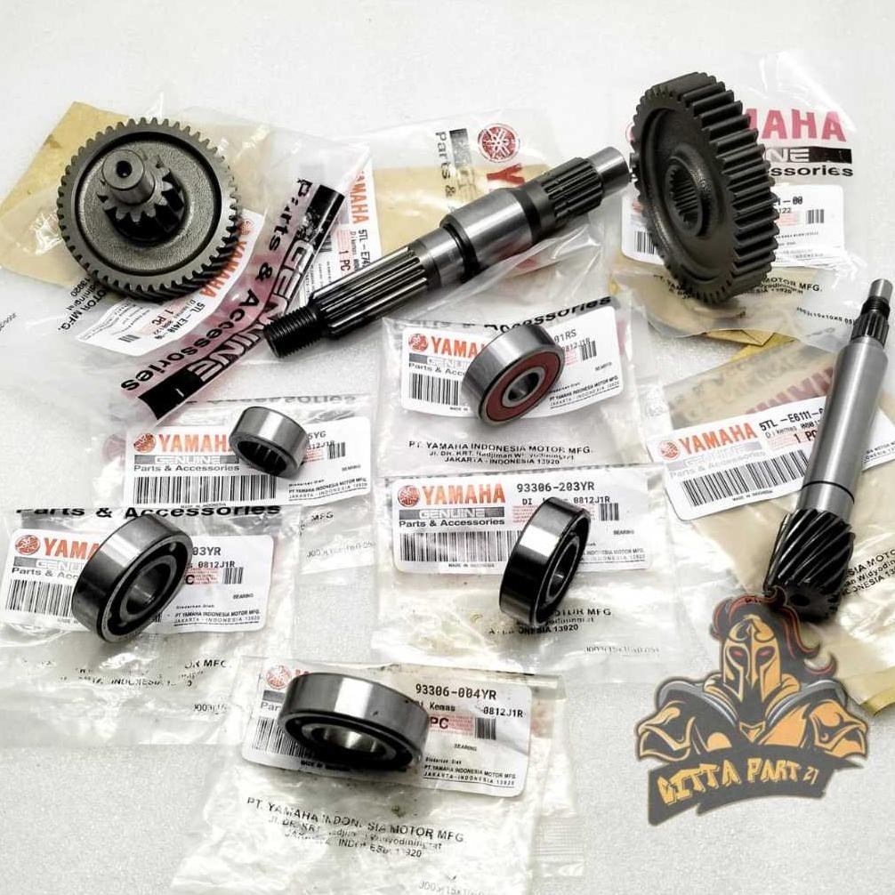 TY ORIGINAL YAMAHA GIGI GEAR RASIO SET KOMPLIT 4 MACAM PLUS BEARING 5 BIJI 6301 6004 6203 6203 PLUS 