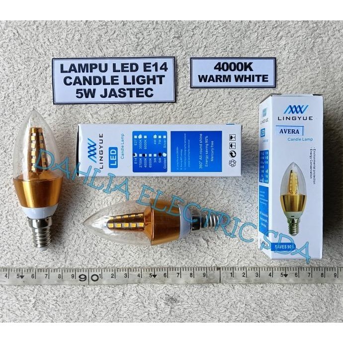 ] LAMPU LED E14 CANDLE LIGHT 5W 4000K WARM WHITE JASTEC / AVERA