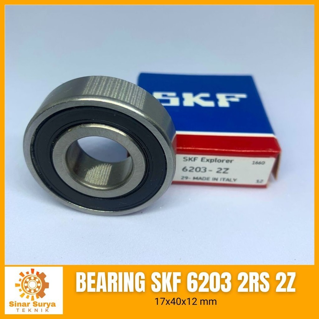 Laher Bearing SKF 6203 2RS 2Z Italy Laker Klaher Tutup Karet Dua Sisi
