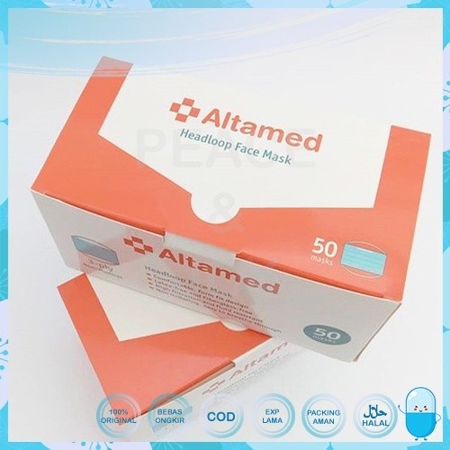 MASKER MEDIS ALTAMED 3 PLY EARLOOP 50 PCS WARNA HIJAU DIJAMIN ORIGINAL