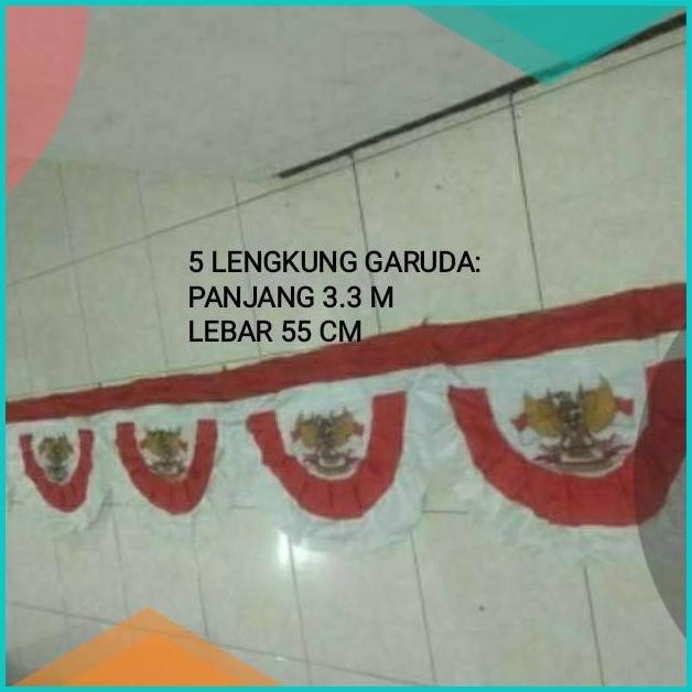 Grosir bendera Indonesia background merah putih bunga besar 5 lengkung