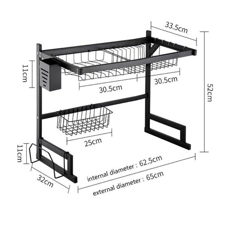 RAK PIRING WASTAFEL BESAR / RAK PIRING STAINLESS HITAM JUMBO KITCHEN SET