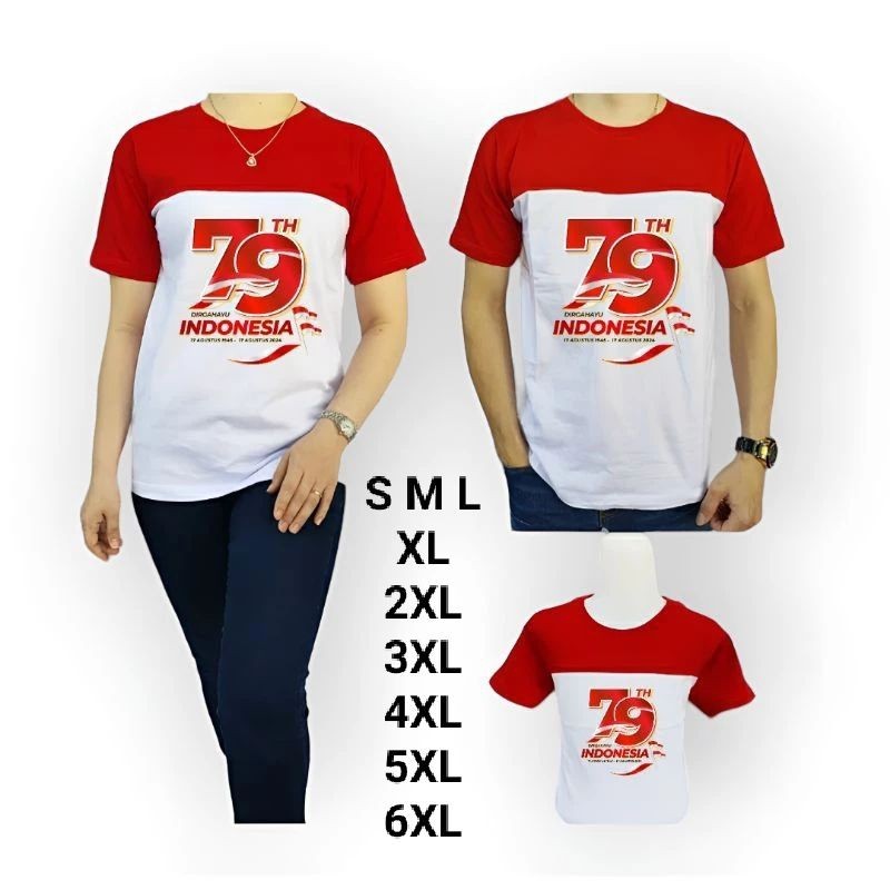 KAOS merah putih (SATU HARI KIRIM)Indonesia Agustus 17 pria wanita terbaru big size jumbo ready