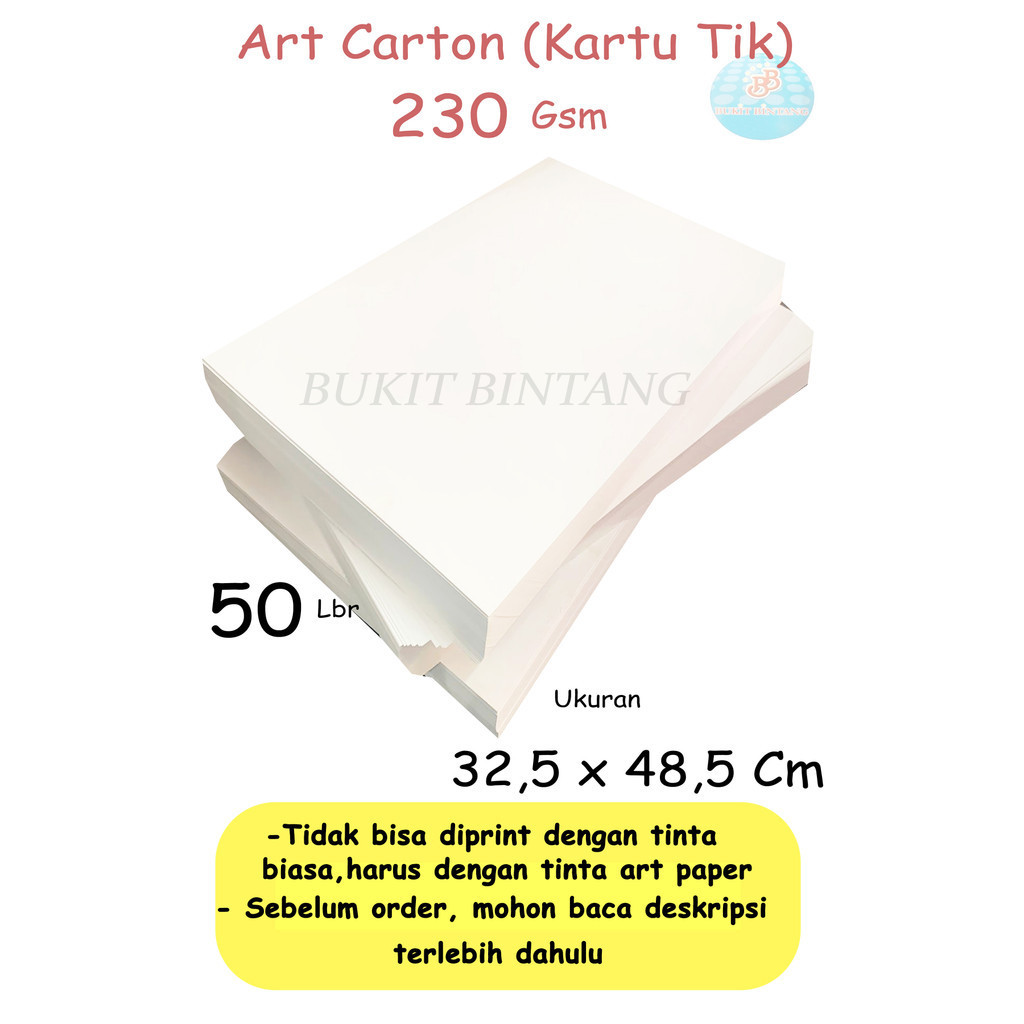 

Art Carton ( Kartu Tik ) 230 Gsm Uk 32,5 x 48,5 Cm , Isi 50 Lembar