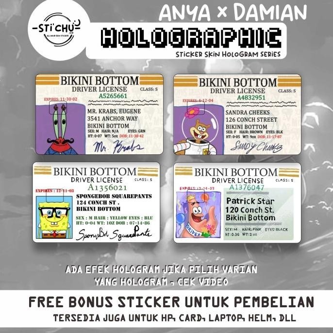 

Sticker Kartu Atm Skin Card HOLOGRAM Spongebob edition flazz emoney