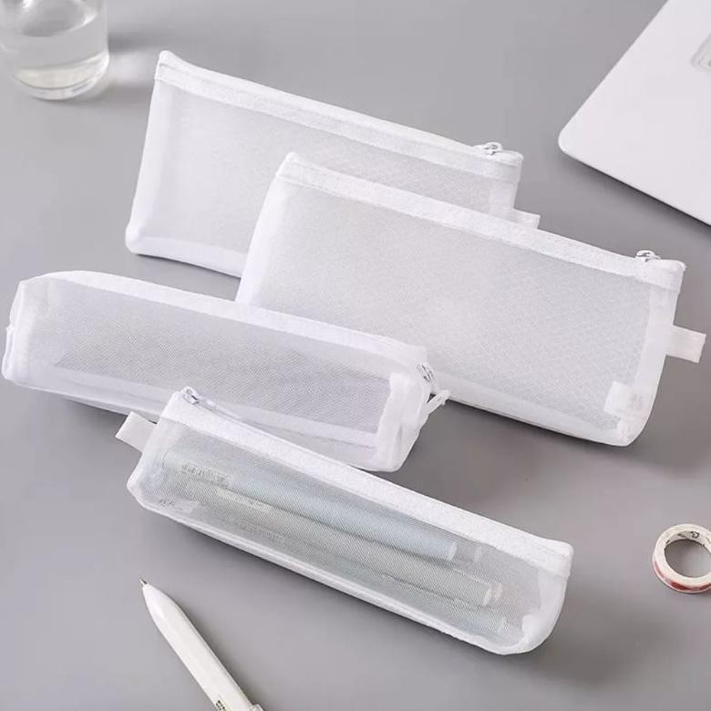 

Cuci Gudang Kotak Pensil / Tempat Pensil / Tempat Make Up / Pouch Bahan Mesh Diskon Toko