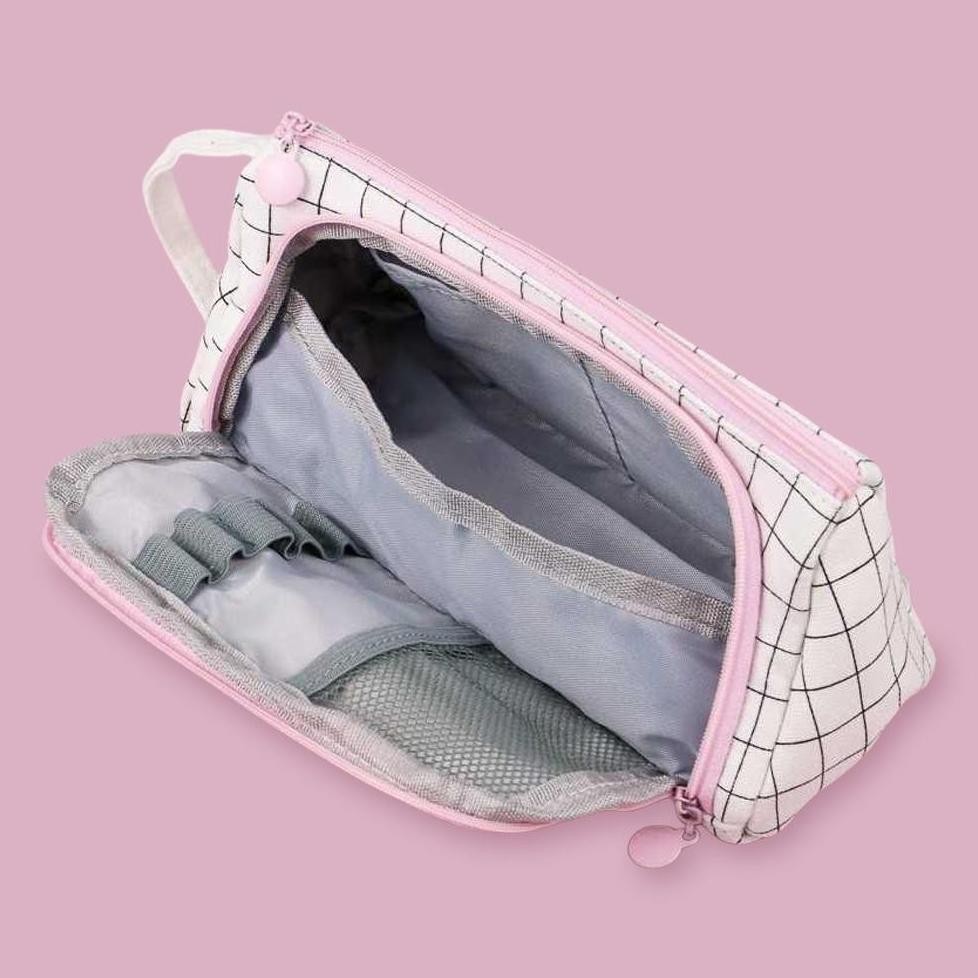 

Fe24 Ak Tempat Pensil Large Capacity Pouch Stationery Motif Kotak - Pb01 - White Cuci Gudang