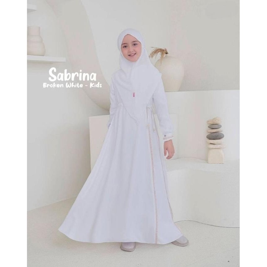 Baju Gamis Putih Anak Perempuan 9-12 tahun Dress Manasik Anak Sabrina
