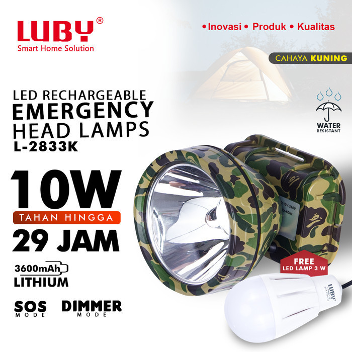 HEADLAMP ATAU SENTER KEPALA LUBY TIPE L-2833