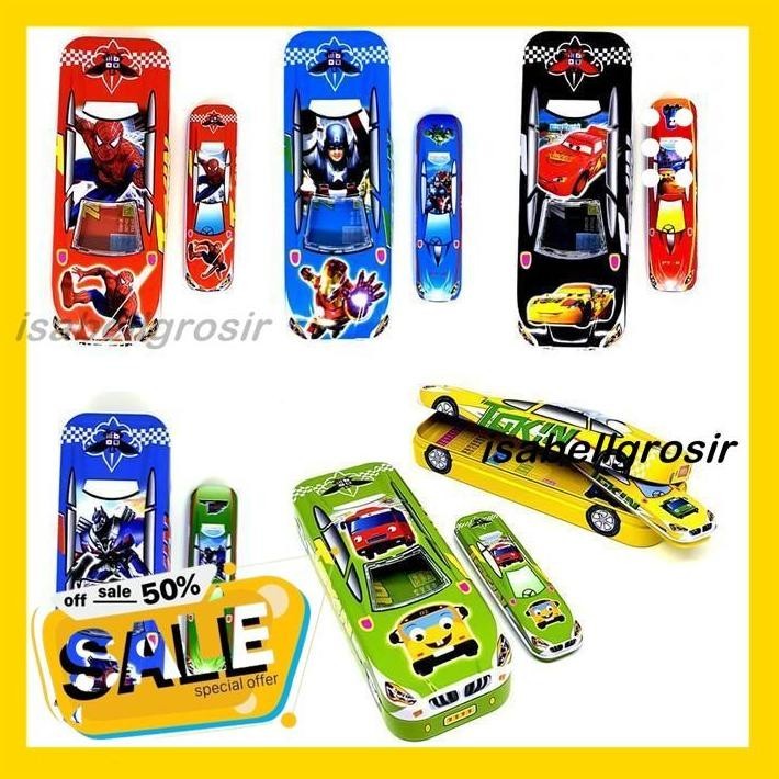 

TEMPAT PENSIL KALENG MOBIL BESAR KECIL DUA SUSUN