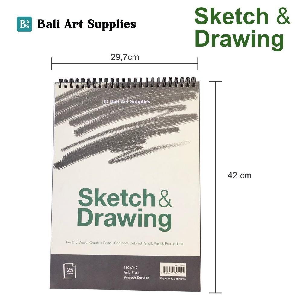 

8.8 Sketch & Drawing Book Bali Art Supplies / Buku Gambar & Sketsa Wire Bound Sketchpad (25 Lembar A3 A4 A5 130Gsm) 8.8