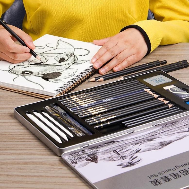 

Flash Sale Nyoni Drawing Pencil Gambar Set 29Pcs Metal Tin Box Pensil Gambar Lukis Sketsa Lengkap Paket 8.8