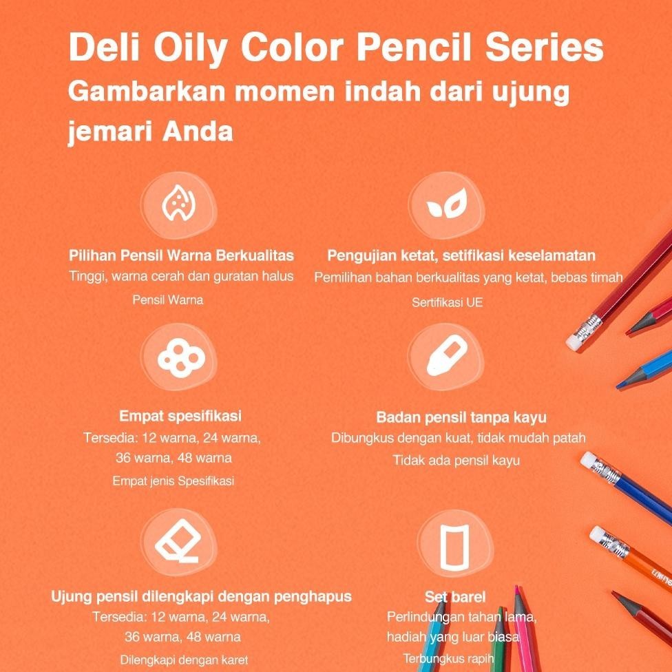 

Super Murah Deli Erasable Colored Pencil / Pensil Warna Dapat Di Hapus Warna Terang 7073 Garansi