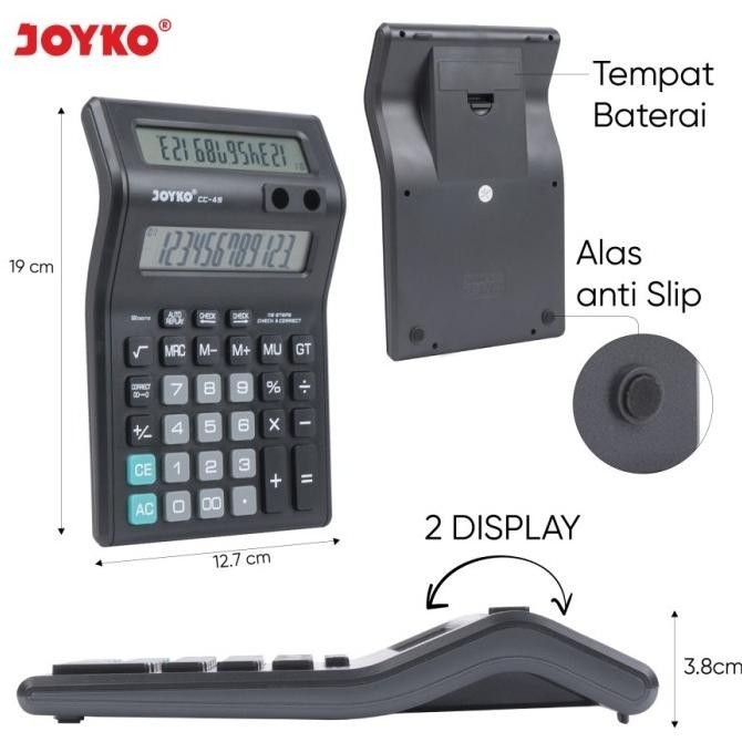 

JOYKO CC-49 Calculator 2 Display Layar LCD / Kalkulator 12 Digits CC49