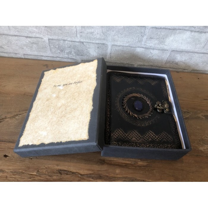 

Buku vintage/buku kulit/leather journal/Stone blue with clip in box