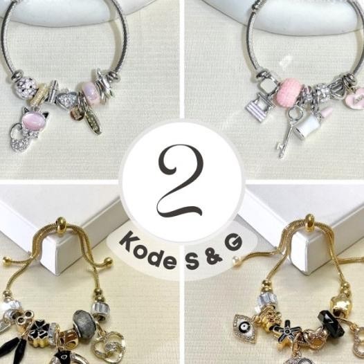 Gelang Pandora Charms Bracelet Serut Titanium Wanita Anti