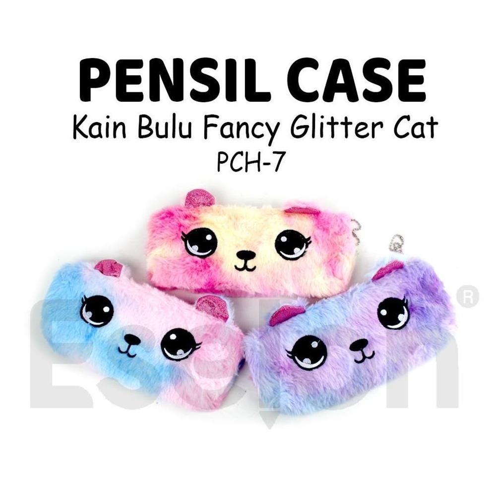 

By05 Kotak Pensil Resleting BULU Kuping / Kotak Pensil Bulu Warna Rainbow Terlaris