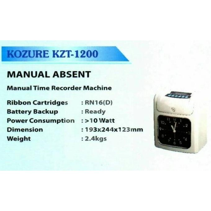 Mesin Absensi Kozure KZT 1200 - Absen Kartu / Check Lock