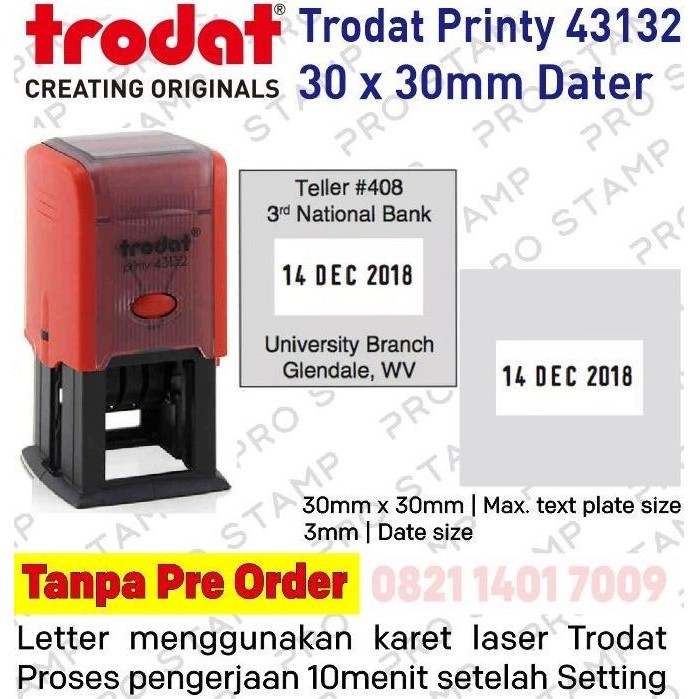 

New | Bagus Stempel Custom Otomatis Trodat Printy 43132 (30X30Mm)