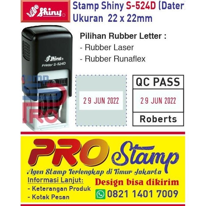 

New | Bagus Stempel Custom Tanggal Shiny S-524D (22 X 22Mm)