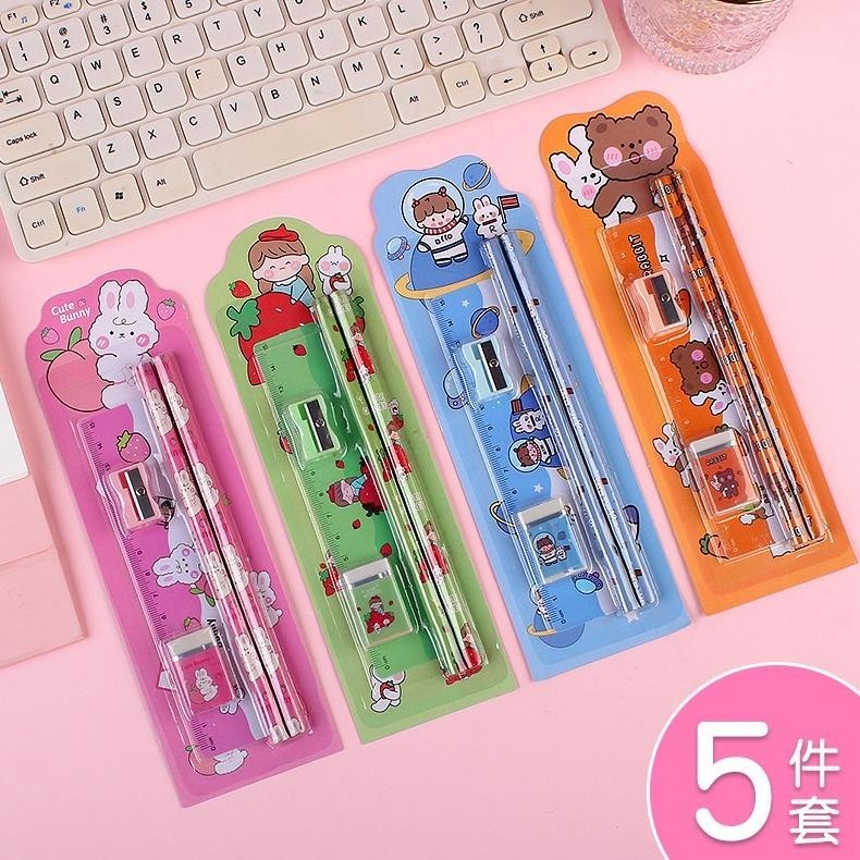 

uj-53 Set Alat Tulis Sekolah Paket Alat Tulis 5 in 1 Mini Stationary Termurah
