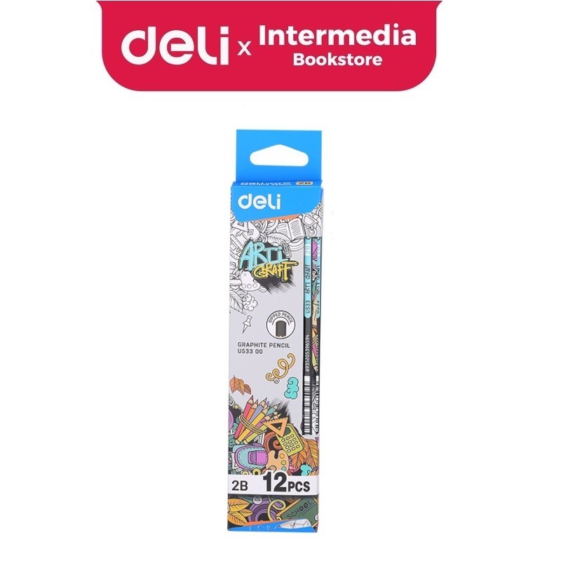 

Deli Graphite Pensil 2B 12Pcs EU53300 kayu poplar kualitas tinggi tidak beracun sertifikat CE dan FSC