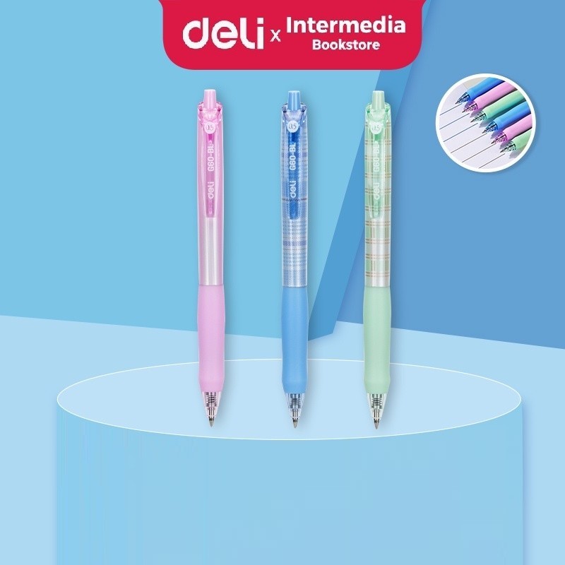 

Deli Retracable Gel Pen EG60 / Pulpen Gel Cetak 0.5 mm Tinta Hitam Desain Corak