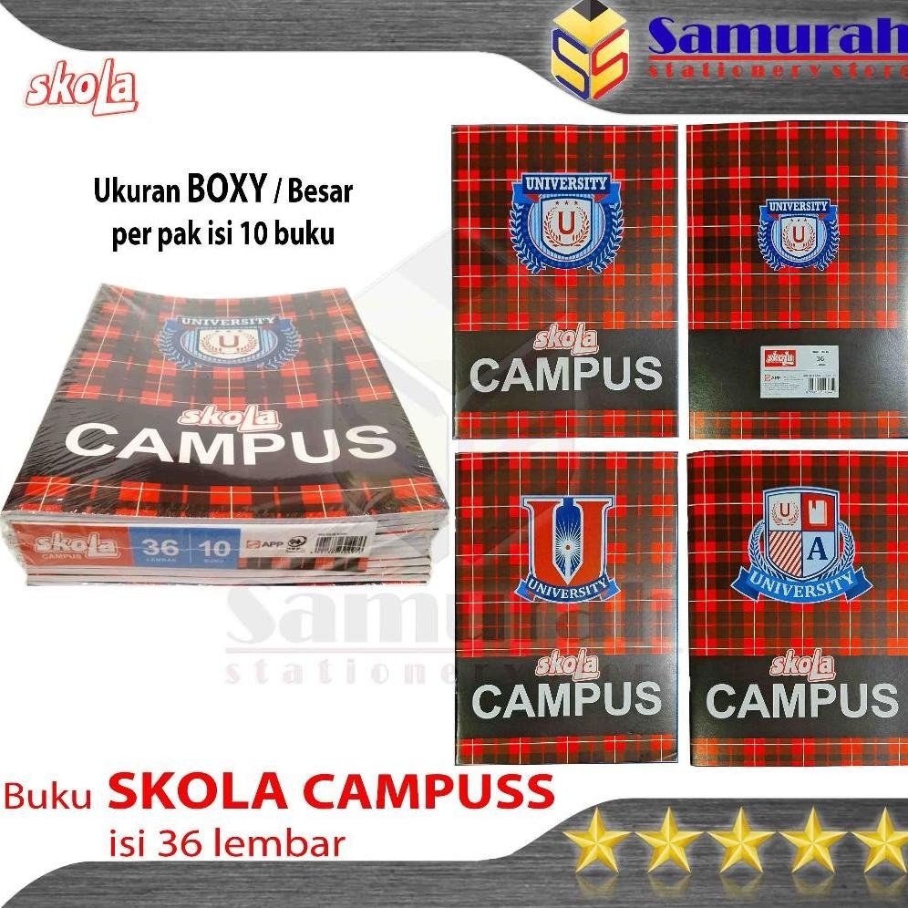 

MMA-1318 Buku Tulis Skola Campus Isi 36 Lembar / Buku Sekolah Ukuran Boxy / B5 Campuss 36 Lbr - Per Pak isi 10 Buku Sekola Termurah