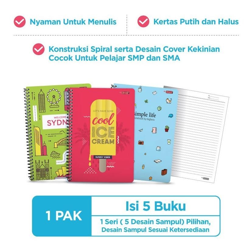 

PJ24 BigBoss Buku Tulis Spiral 50 Lembar ukuran B5 Berkualitas