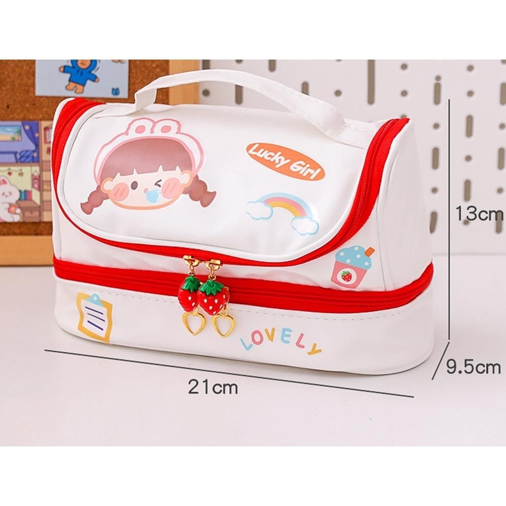 

BISA COD Chibi Home Care Tempat Pensil Lucu Pencil Case Korea Travel Make Up Pouch DIY Sticker d-7