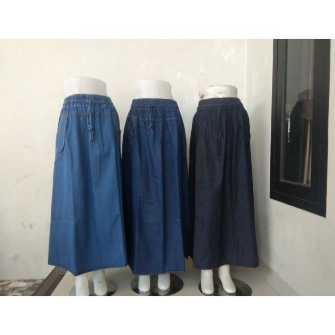 rok A jeans wanita rok jeans wanita panjang model A all size GMM