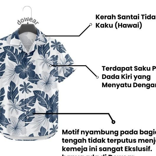 Dowear Baju Kemeja Cowok Cewek Motif Kemeja Pantai Hawai Pria Kemeja Motif Pria Wanita Lengan Dek Ju